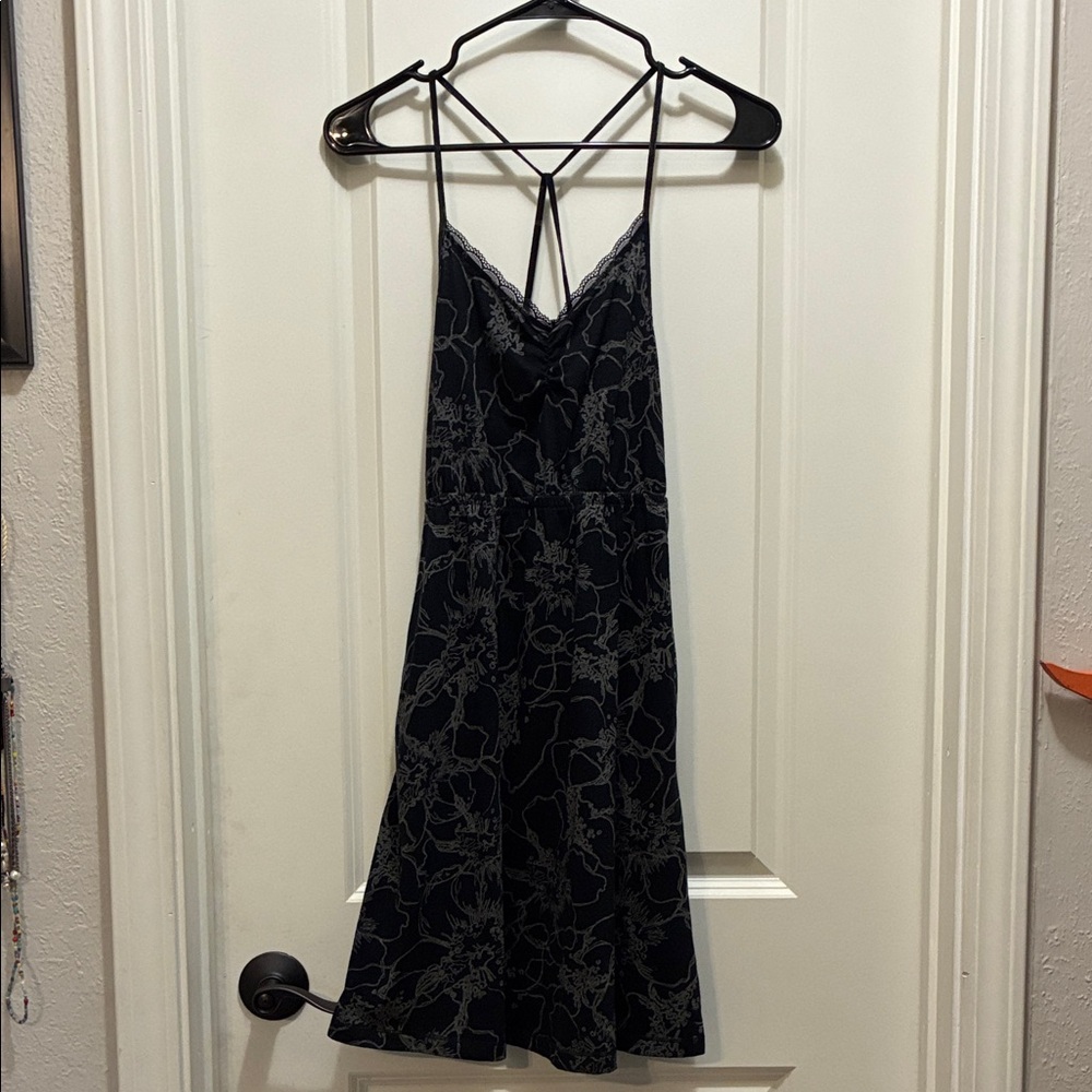 SO Black Floral strappy Small Dress with pockets